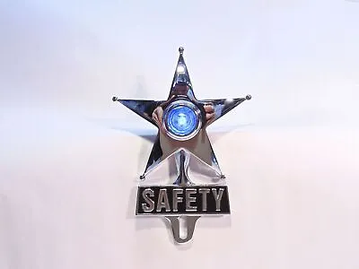 Light Up Blue Dot Vintage Style Safety Star License Plate Topper Hot Rat Rod • $49.95