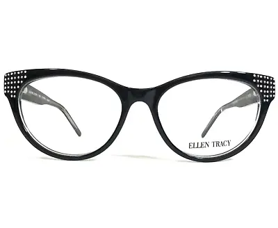 Ellen Tracy Eyeglasses Frames XANTHI BLACK Clear Cat Eye Crystals 52-16-135 • $49.99