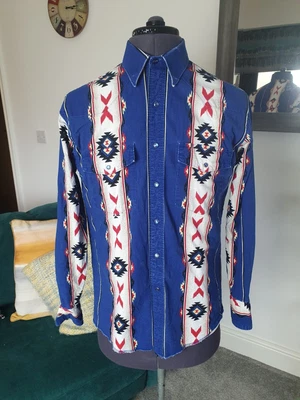 £39.99 • Buy Vintage Wrangler Aztec Western Shirt Size Small S Retro Cowboy 70s 80s 90s 1990s