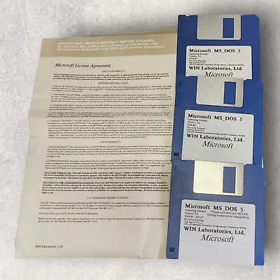 Microsoft MS-DOS Version 5.0 WIN Labratories COMPLETE System Disk & Users Guide • $115.97