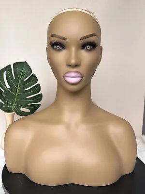 Realistic Female Mannequin Head With Shoulders For Display Wigs Scarves Hats  • $45