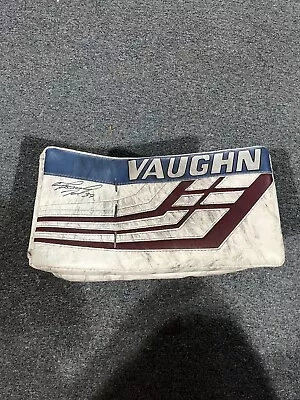 2020-21 Game Used & Signed Colorado Avalanche Pavel Francouz Vaughn Blocker  • $399