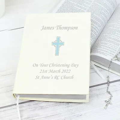 Personalised Eco-friendly Holy Bible Christening Baptism 1st Communion Blue Pink • £17.99