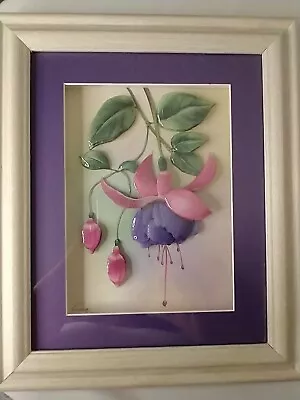 Vintage 3-D Resin Lithograph Lavender Red Fuchsia Signed Reina • $38.99