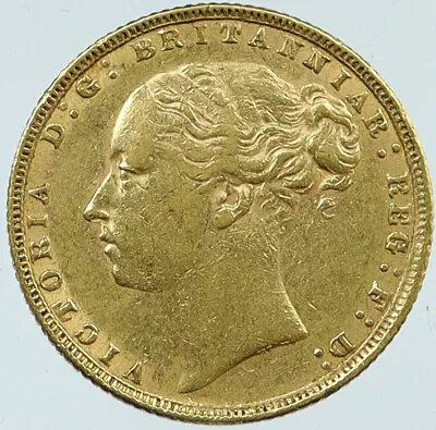 1872 GREAT BRITAIN UK Queen Victoria OLD Gold Sovereign British Coin I118158 • $2197