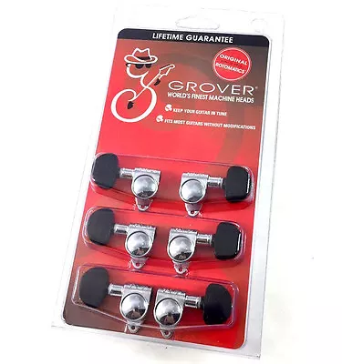 Grover Chrome W/Ebony Button Rotomatic Tuners For Gibson®/Epiphone® Guitar 102CE • $79