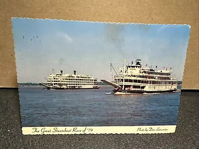 The Great Steamboat Race Of 1979 Delta Queen And Mississippi Queen Postcard ￼ • $13.99