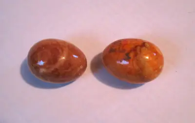 Lot Of 2 Natural Polished Stone Marble Eggs For Easter Or Nature Decor • $9.95