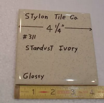 £12.33 • Buy 1 Pc. Very Light Yellow -Ivory Speckled 4-1/4  Glossy Ceramic Tile; Stylon  USED