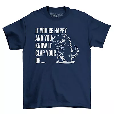 Funny T-Rex Dinosaur T-Shirt Clap Your Oh Nevermind Cute Graphic Tee Dino • £9.98