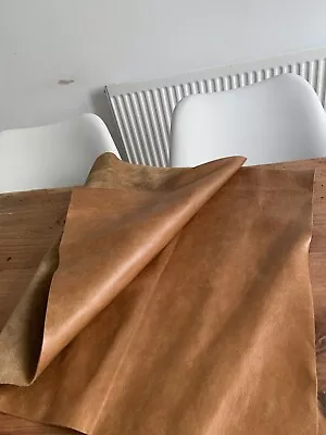 Tan Leather Hide  Piece - Tan Cow Hide Leather - Upholstery Grade • £20.50