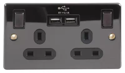 £20.99 • Buy Switched Mains TWIN PLUG Sockets + 2 USB PORTS Charges PHONE IPAD Tablet IPhone
