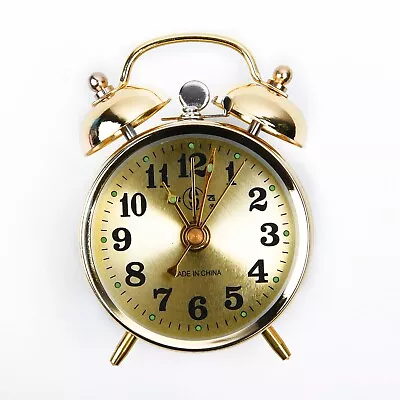 $31.32 • Buy Mechanical Gold Alarm Clock Manual Wind Up Vintage Metal Clock Cute Room Decor