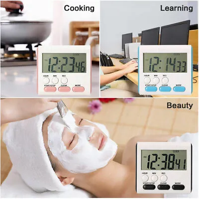 £1.89 • Buy Magnetic Large LCD Digital Kitchen Timer Loud Alarm Count Up Down Stand Clock  