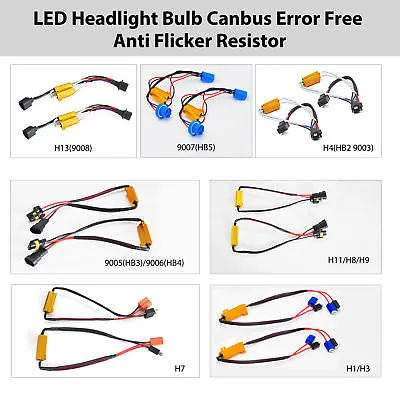 H13 9006 H11 9012 9007 H7 LED Anti Flicker Canbus Decoder Resistor Error Free • $19.99