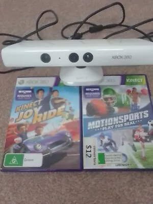 Microsoft Xbox 360 Kinect Sensor Camera 1414 White & 2 Games Tested & Working • $33