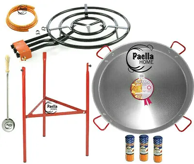 90cm Polished Paella Pan Set + 60cm Gas Burner + Spoon + SPANISH GIFT       • £266.99