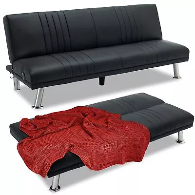 Modern Convertible Folding Sleeper Couches Faux Leather Living Room Futon So... • $272.18