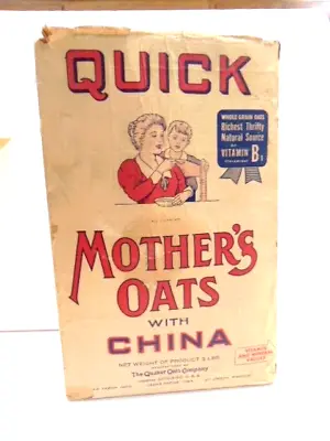Vintage Quick Mother's Oats With China Premium Cereal Box (Quaker Oats Co.) • $9.99
