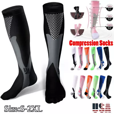 Compression Socks Medical Varicose Veins Nylon Calf Socks For Sport Fitness • $5.03