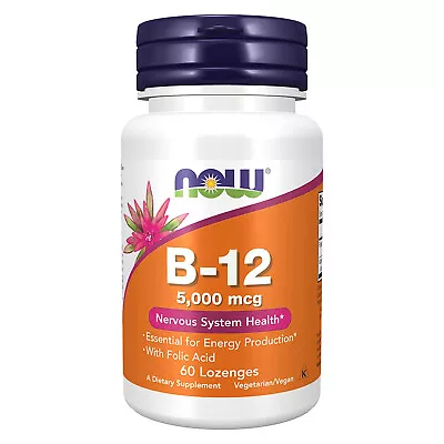 NOW FOODS Vitamin B-12 5000mcg - 60 Lozenges • $11.28