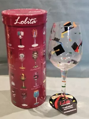 Lolita Love My Wine Graduation 15oz Colourful Handpainted Wine Glass BNIB • £8.99