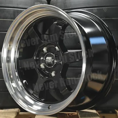 MST MT-01 16x8 5x114.3 20 OFFSET 6 SPOKES BLACK MACHINE LIP SPORT 4 WHEELS SET • $635.55