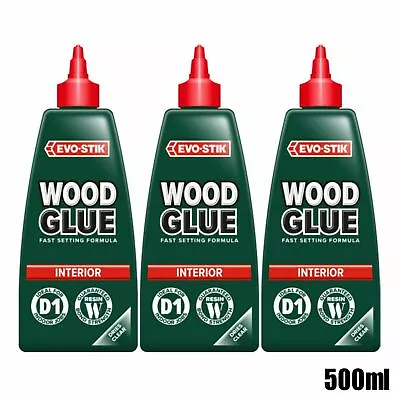 3 X EVO-STIK Wood Glue Interior 500ml Fast Setting Adhesive • $48.39