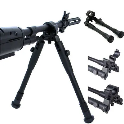 Adjustable Height 8''-10'' Foldable Clamp-on Bipod For Rifle Round Barrel Mount • £20.39