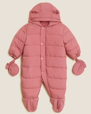 M&S Baby Stormwear Hooded Padded Borg Lined SnowSuit Size 9-12 Months BNWT • £17.99