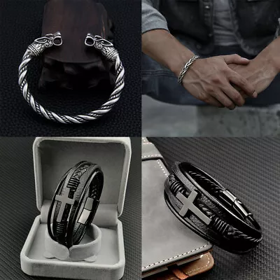 Stainless Steel Dragon Bangle Jewelry Men Viking Cuff Bracelet Father's Day Gift • $9.99