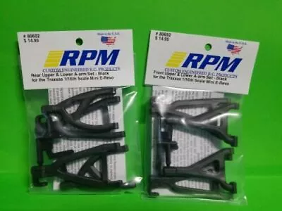 RPM TRAXXAS 1/16  E-REVO Mini BLACK Front + Rear SUSPENSION ARMS  Vxl XL2.5 • $25.55