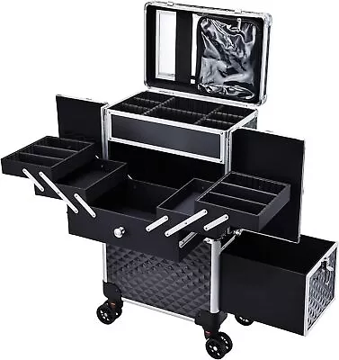 Adazzo Professional Makeup Artist Rolling Train Case Multi-functional Black  • $209.68