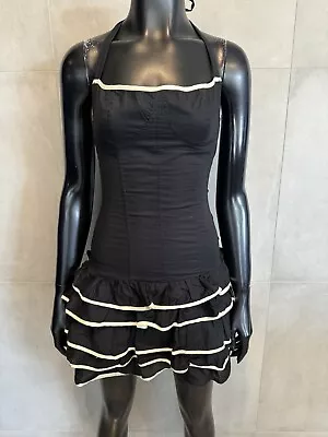 Wheels And Dollbaby Black Ruffle Halter Mini Dress Size 2 • $99.95