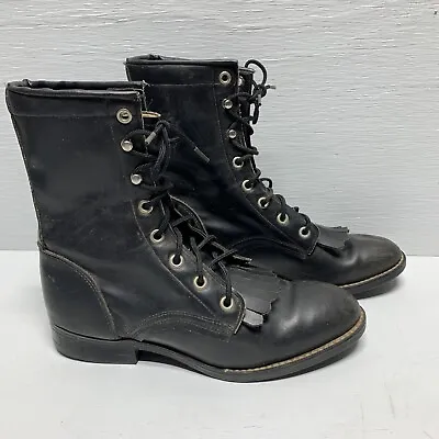 Vintage Texas Boots Lacer Granny Boot Women Size 5 Black • $19.99