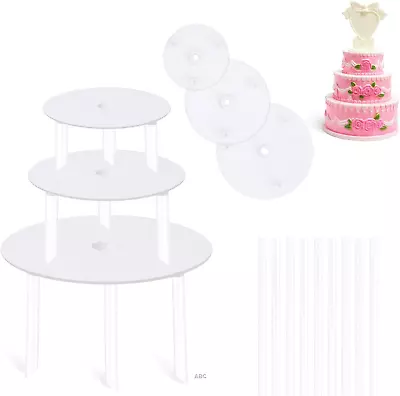 Vicloon Cake Dowel Rods Set 9 Pcs Plastic Cake Support Rods White Cake Stand • £7.43