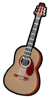 EMBROIDERED ACOUSTIC GUITAR PATCH Iron-on MUSICAL INSTRUMENT Applique MUSICIAN • $5.99