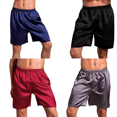 Silk Satin Boxers Shorts Nightwear Pyjamas Mens Lounge Pants Sleepwear Underwear • $4.74