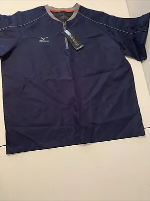 Mizuno Performance Mens Blue 1/4 Zip Short Sleeve Baseball Cage Jacket S Warm Up • $18