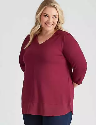 AUTOGRAPH - Plus Size - Womens Tops -  3/4 Sleeve Chiffon Mix Media Top • $13.41