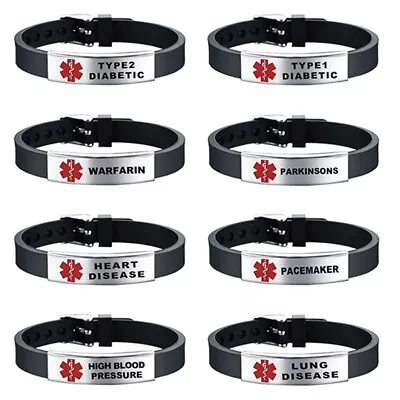 NEW Medical Alert Bracelets Stainless Adjustable Strap Health Survival Awareness • £3.99