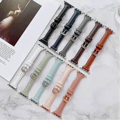$17.99 • Buy Genuine Leather Apple Watch Band Strap IWatch Series 7 SE 6 5 4 3 2 1 38mm-45mm