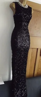 £49 • Buy STUNNING ❤️ JANE NORMAN Size 8 10 Black Long Evening Wiggle Sequin Ball Dress