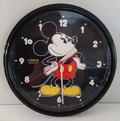 Disney Mickey Mouse Quartz Wall Clock  Black 10 1/2  In Good Condition Tested • $21.95