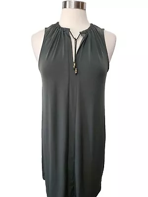 Michael Kors Dress Size Med Green Elastic Neckline Tasseltie Sleeveless Pullover • $13.28