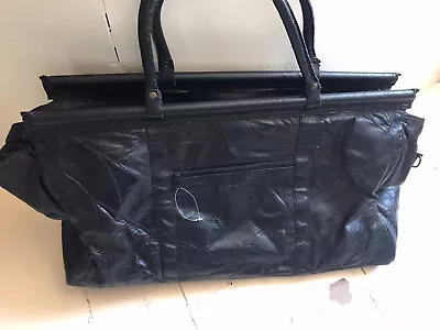 Retro Black Leather Patchwork Large Hold-all Travel Bag Weekend Bag 61x31x28cm • £24.50