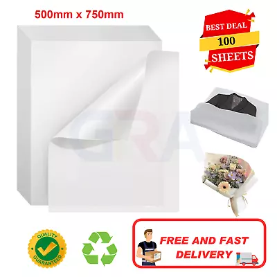 100 White Tissue Paper Clothes Storage Wrapping Acid Free Large Sheets 500 X 750 • £5.95