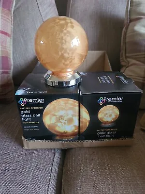 £0.99 • Buy Premier Christmas Light Up Glass Globe Battery Operated Gold