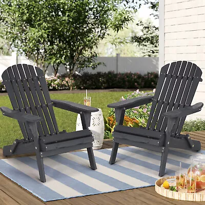 Set Of 2 Weather Resistant Adirondack Chair Folding Outdoor Patio Fire Pit Chair • $113.99