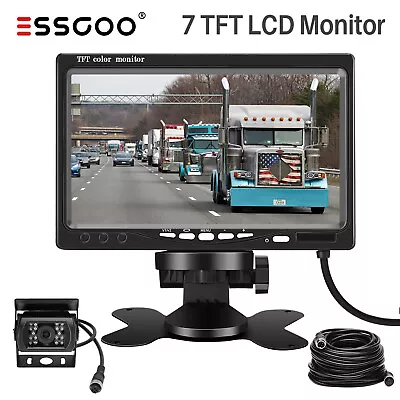 ESSGOO 7  HD LCD Monitor Kit 170° Reverse Car Parking Backup Rear View Camera • £43.28